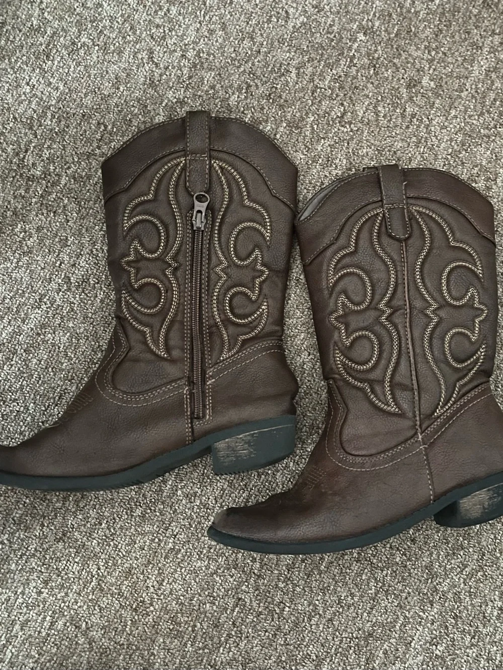 Target Dark Brown Western Zip-Up Heeled Boots